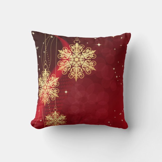 Decoratief Rood Gold Snowflake Ball Merry kerst Kussen (Voorkant)