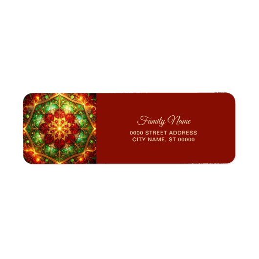 Decoratief rood groen feest retouradres etiket (Voorkant)