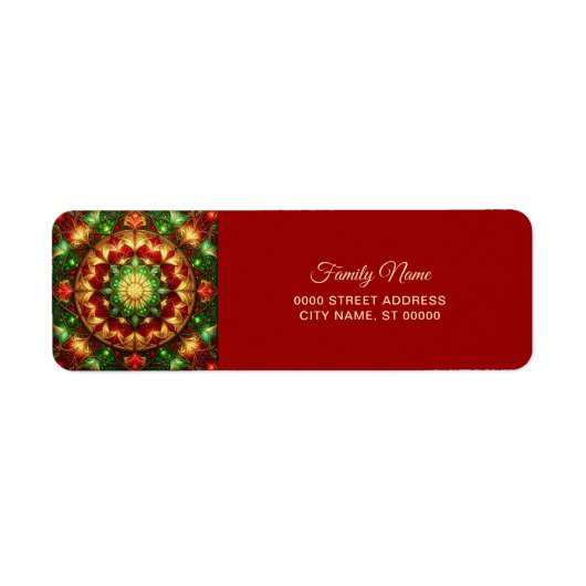 Decoratief Rood Groen Feestelijk Retouradres Etiket (Voorkant)