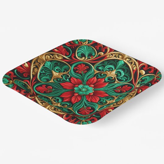 Decoratief rood groen kerstpapier Bord (Gebogen)
