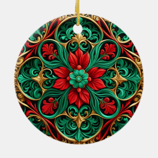 Decoratief rood groen vakantie Ornament (Achterkant)
