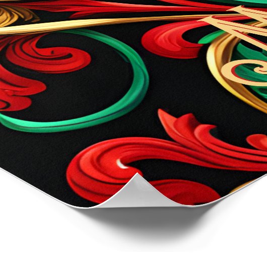 Decoratief rood groen vakantie Poster (Hoek)