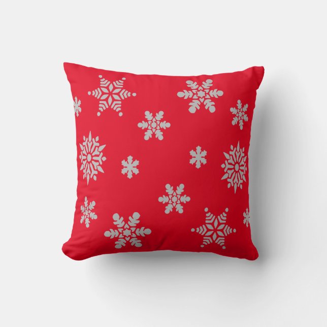 Decoratief rood kristal snowflake kerst kussen (Voorkant)