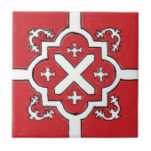 Decoratief Rood Spaans stijldeel Tegeltje (Voorkant)