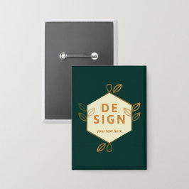 Decoratief roomkleurig zeshoekig logo op een donke button