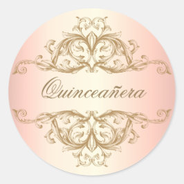 Decoratief Roos Gold Quinceanera Ronde Sticker