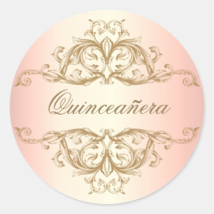 Decoratief Roos Gold Quinceanera Ronde Sticker