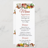 Decoratief Roos Goud Boeket Wedding Menu Kaart (Voorkant / Achterkant)