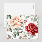 Decoratief Roos Patroon op Wit Briefkaart (Voorkant / Achterkant)