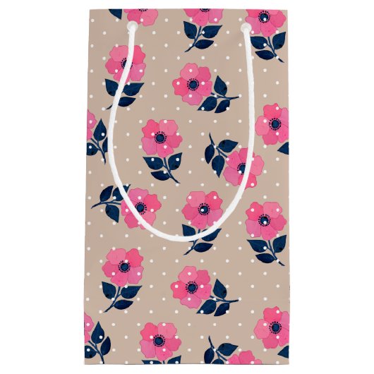 Decoratief roze beige Floral ontwerp Klein Cadeauzakje (Voorkant)