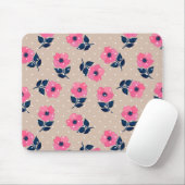 Decoratief roze beige Floral Patroon Muismat (Met muis)