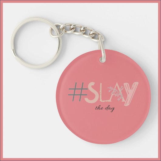 Decoratief roze en beige SLAY de Dag Sleutelhanger