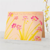 Decoratief roze en groen kaart (Gele Bloem)