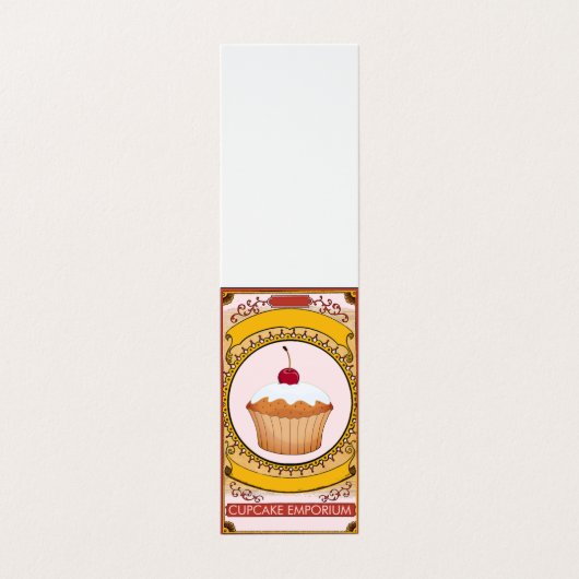 Decoratief roze goudcake Logo Cupcake Maker Visitekaartje (Buitenkant ongevouwen)