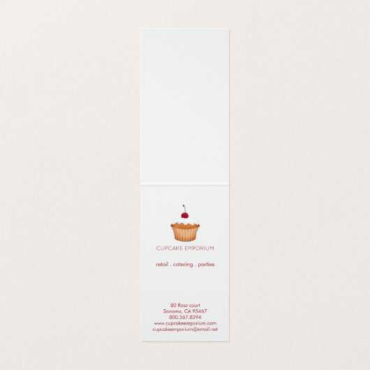 Decoratief roze goudcake Logo Cupcake Maker Visitekaartje (Binnenkant ongevouwen)