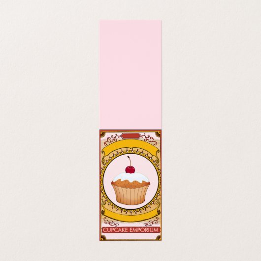 Decoratief roze goudcake Logo Cupcake Maker Visitekaartje (Buitenkant ongevouwen)