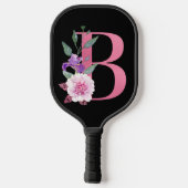 Decoratief roze monogram B met roze bloemen Pickleball Paddle (Achterkant)