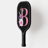 Decoratief roze monogram B met roze bloemen Pickleball Paddle (Links)