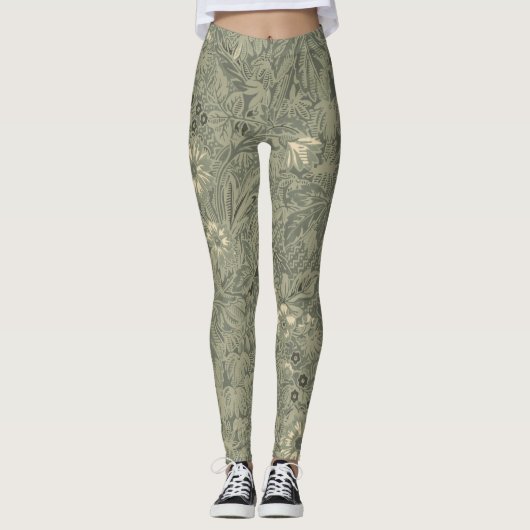  decoratief rustiek botanisch patroon leggings (Voorkant)