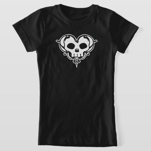Decoratief schedel Hart T-shirt (Laagn)