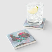 Decoratief schilderende acrylvogel stenen onderzetter (Zijkant)