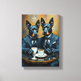 Decoratief schilderij (2 Chien Doberman Elegant) Canvas Afdruk