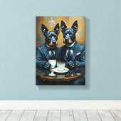 Decoratief schilderij (2 Chien Doberman Elegant) Canvas Afdruk (Insitu (Houten vloer))