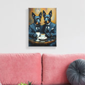 Decoratief schilderij (2 Chien Doberman Elegant) Canvas Afdruk (Insitu (Woonkamer))