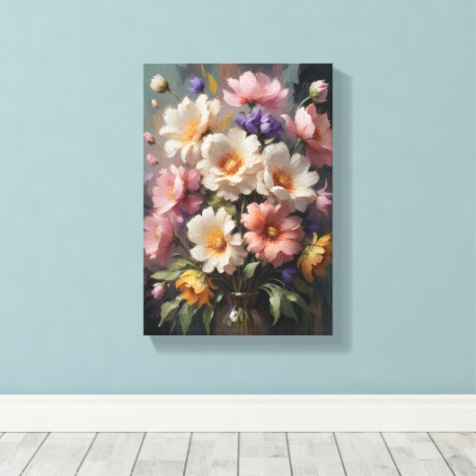 Decoratief schilderij (Fleurs De Grace) Canvas Afdruk (Insitu (Houten vloer))