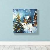 Decoratief schilderij (kerstgeest) canvas afdruk (Insitu (Houten vloer))