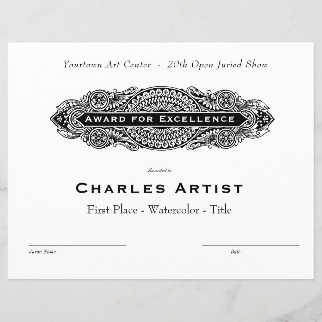 DECORATIEF SCHROL - TOESTEMMING VOOR EXCELLENTIE A (Voorkant)