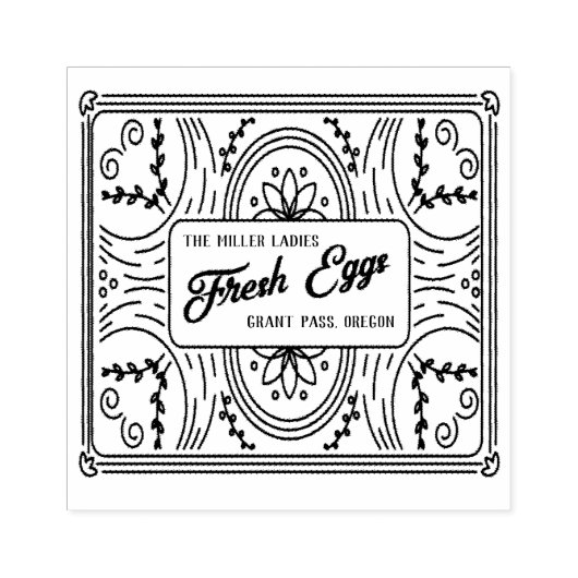 Decoratief Script Botanische Boerderij Ei Karton Rubberstempel (Afrduk)