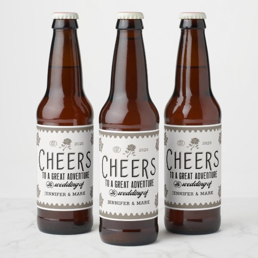 decoratief script bruiloft bier Label Etiket (Flessen)