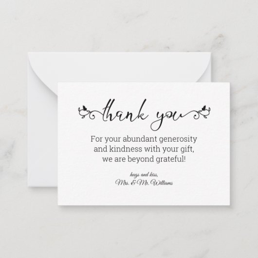 Decoratief script Dank u 4 foto's bruiloft Notitiekaartje (Achterkant)