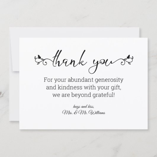 Decoratief script Dank u 4 foto's bruiloft Notitiekaartje (Achterkant)