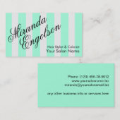 Decoratief Script Turquoise Stripes Visitekaartje (Voorkant / Achterkant)