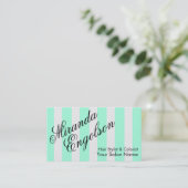 Decoratief Script Turquoise Stripes Visitekaartje (Staand voorkant)