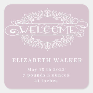 decoratief script welkome baby girl blush vierkante sticker