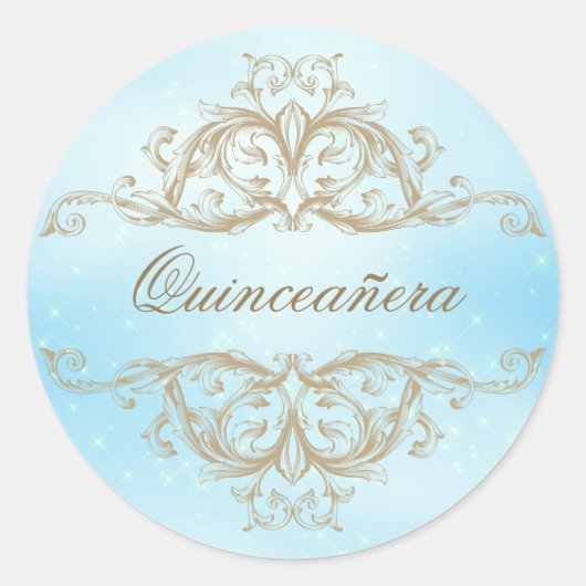 Decoratief sierbaby Blue Quinceanera Ronde Sticker (Voorkant)