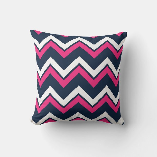 Decoratief Sierkussen van het Navy Blue Chevron Pa (Voorkant)