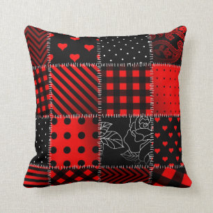 Decoratief Sierkussen voor rood en zwart patchwork