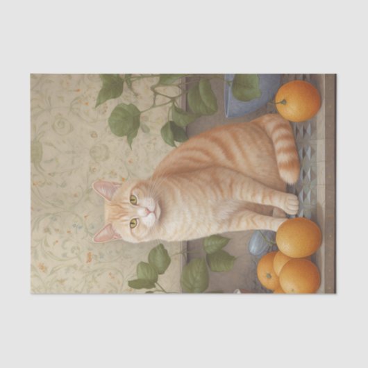 Decoratief Sinaasappel Tabby Cat Tissuepapier (Voorkant)