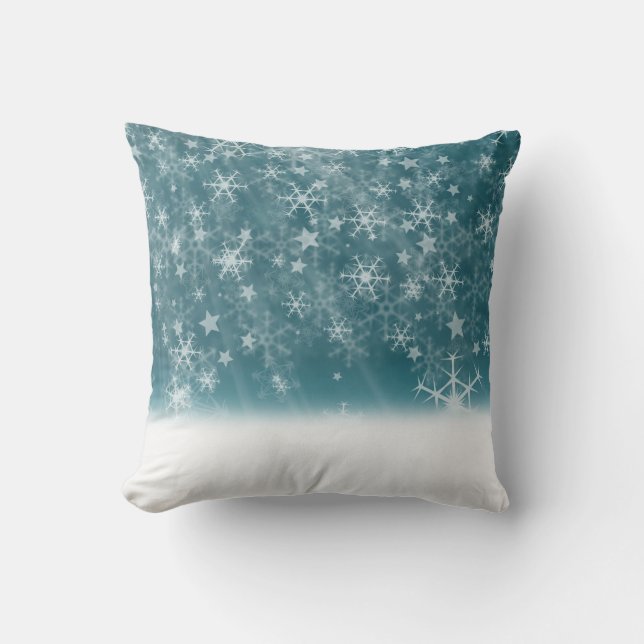 Decoratief Sneeuwblauw en Witte Ball Merry Kerstmi Kussen (Voorkant)