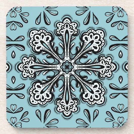Decoratief Snowflake Fun Abstract Blue Winter Bier Onderzetter (Voorkant)