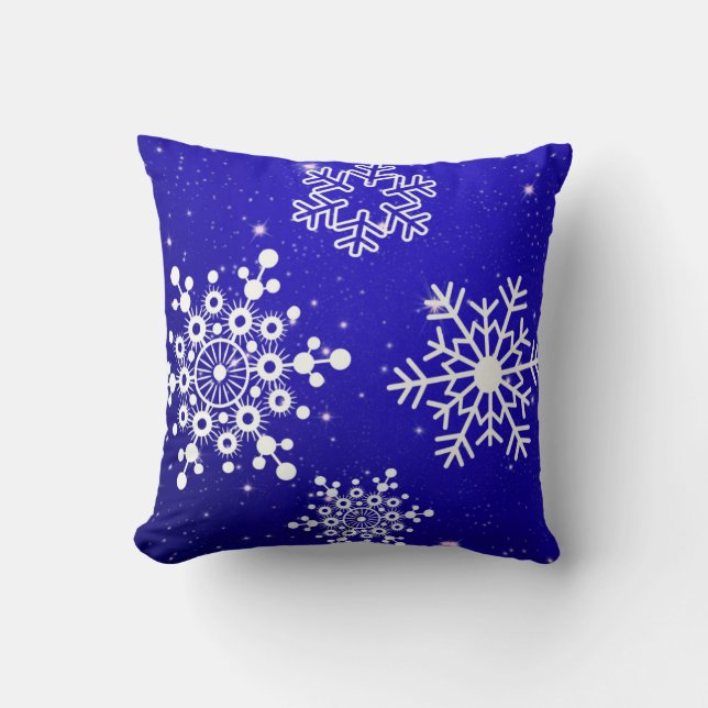 Decoratief Snowflake White Blue Kussen (Voorkant)
