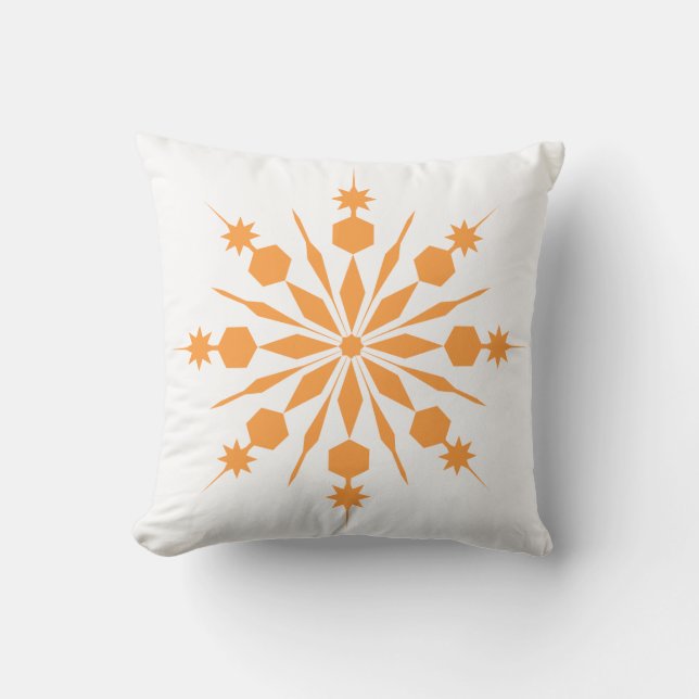 Decoratief Snowflake White Sinaasappel Kussen (Voorkant)