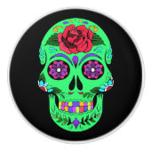 Decoratief Suiker Schull Lime Green Keramische Knop (Voorkant)