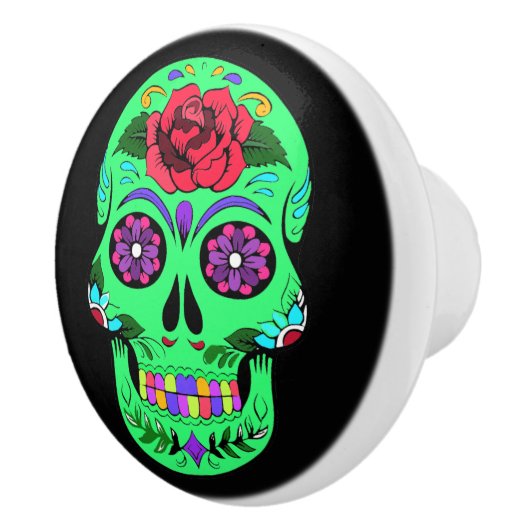 Decoratief Suiker Schull Lime Green Keramische Knop (Rechts)