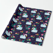 Decoratief Swan Cadeaupapier (Uitgerold)