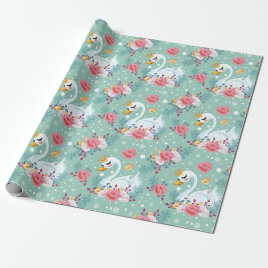 Decoratief Swan Cadeaupapier (Uitgerold)